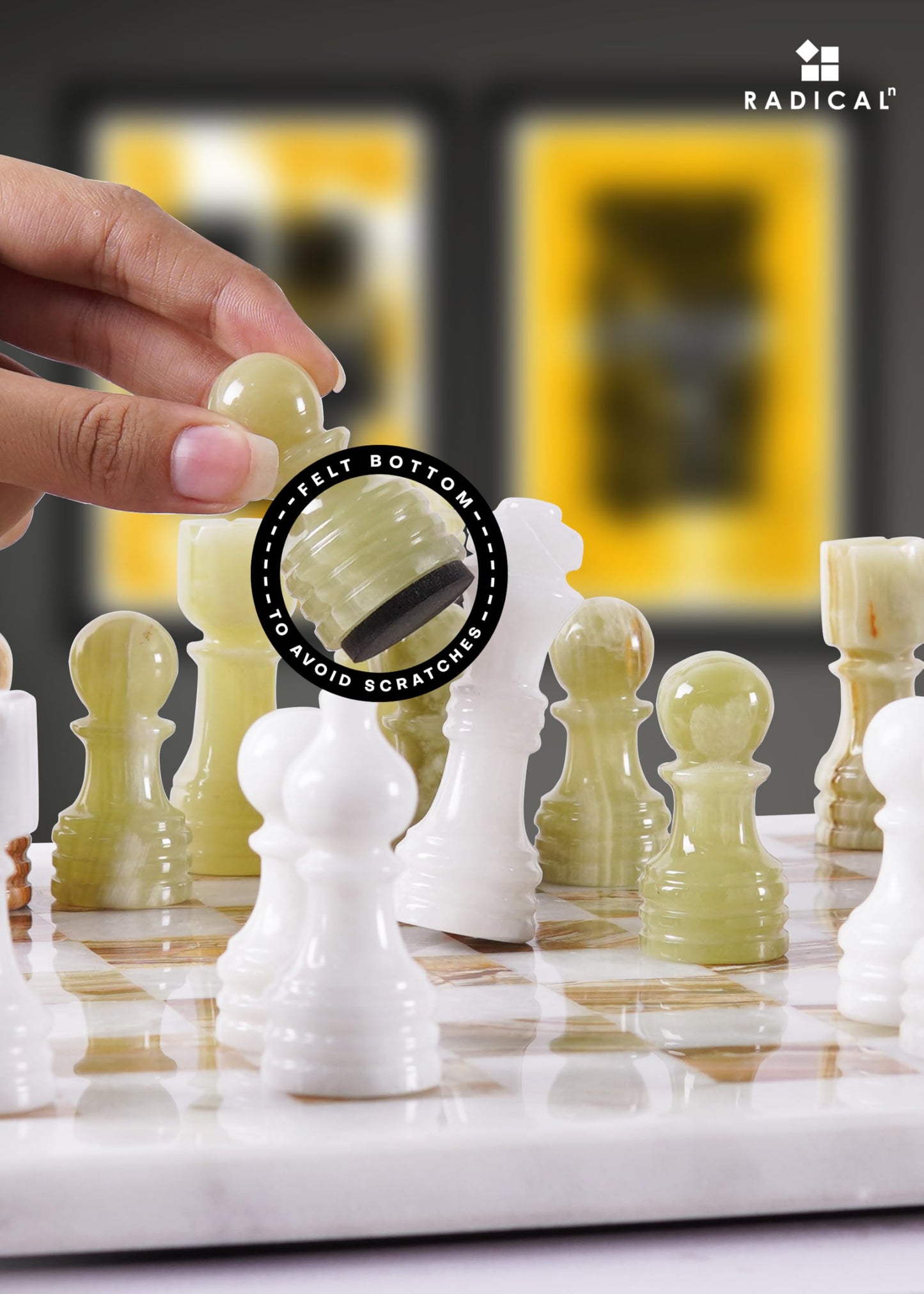 Radicaln Marble Chess Set 12" Luxury Board Game & Chess Sets for Adults