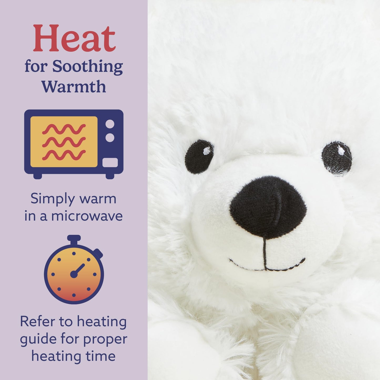 warmies Microwavable & Weighted Stuffed Animals, White Bear - Heatable Stuffed Animal, Cooling Relief - Lavender Scented Weighted Plush for Adults