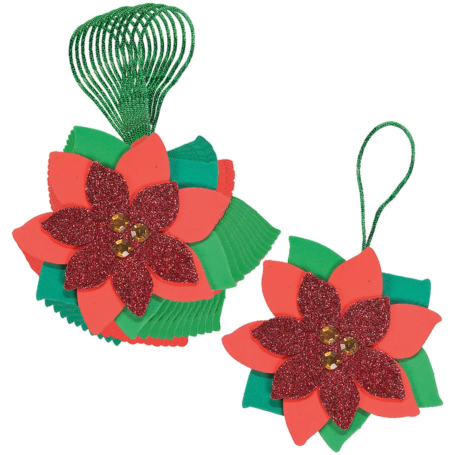 Poinsettia Ornament Craft Kit - Crafts for Kids and Fun Home Activities - Makes 12