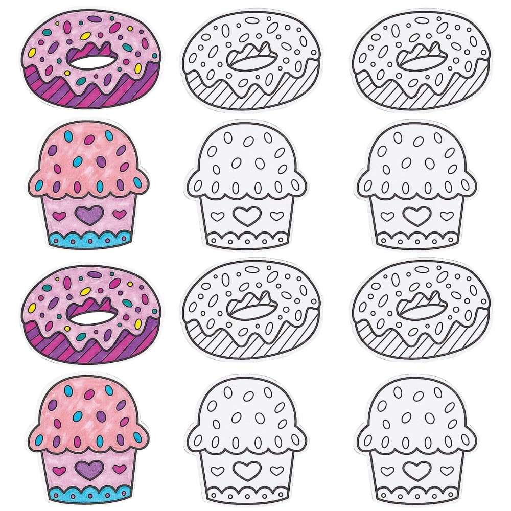 Fun Express Color Your Own Sweet Treat Magnets - Creative DIY Craft for Kids Home Activities Party Favors and Classroom Fun - Perfect for Gifts