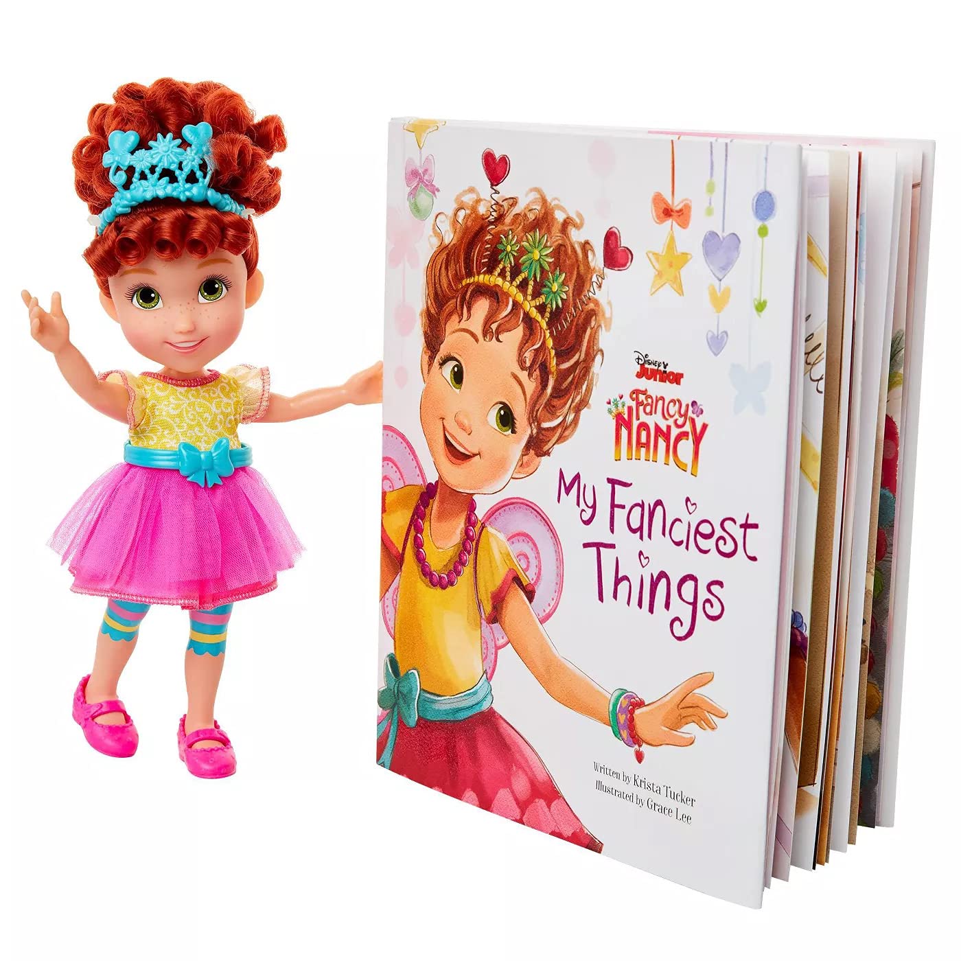 Jakks Disney Fancy Nancy Doll and Book Set Featuring "My Fanciest Things" - Learn About All The Fancy Things in Nancy's Room - Fancy Nancy Doll