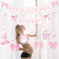 Pink Bow Welcome Baby Banner With Haning Swirls, Bow Baby Girl Banner, Pink Bow Baby Shower Decorations, Welcome Baby Girl Decorations for Girls