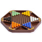 Yellow Mountain Imports Classic Chinese Checkers Halma Board Game Set with Storage, 12.6-inch Wooden Board, and Solid Color 16-Millimeter Glass