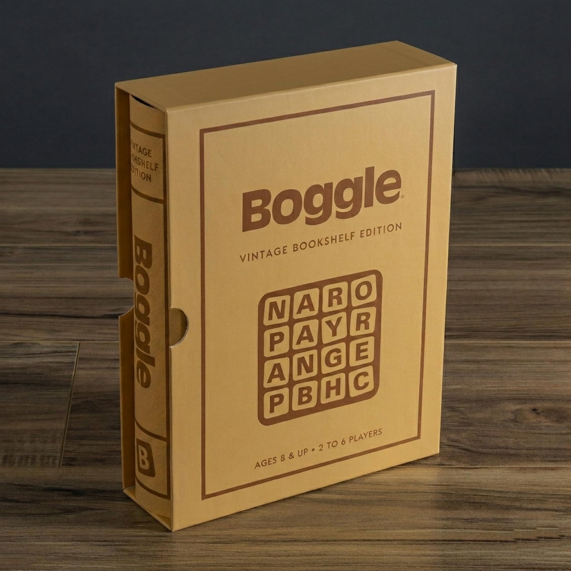 WS Game Company Boggle Vintage Bookshelf Edition, Classic Word Games, Linen-Wrapped Book Box with Retro 1976 Design, Ages 8+