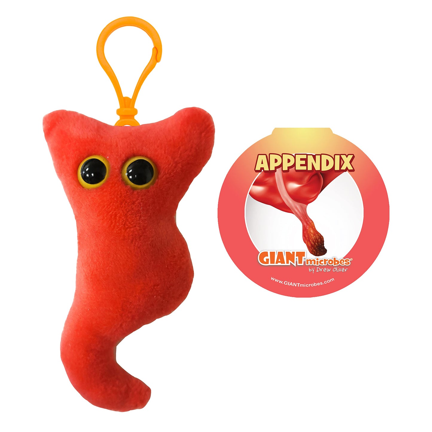 GIANT MICROBES Appendix Plush Keychain - Educational Adorable Plush Anatomical Organ Toy, Unique Get Well Gift