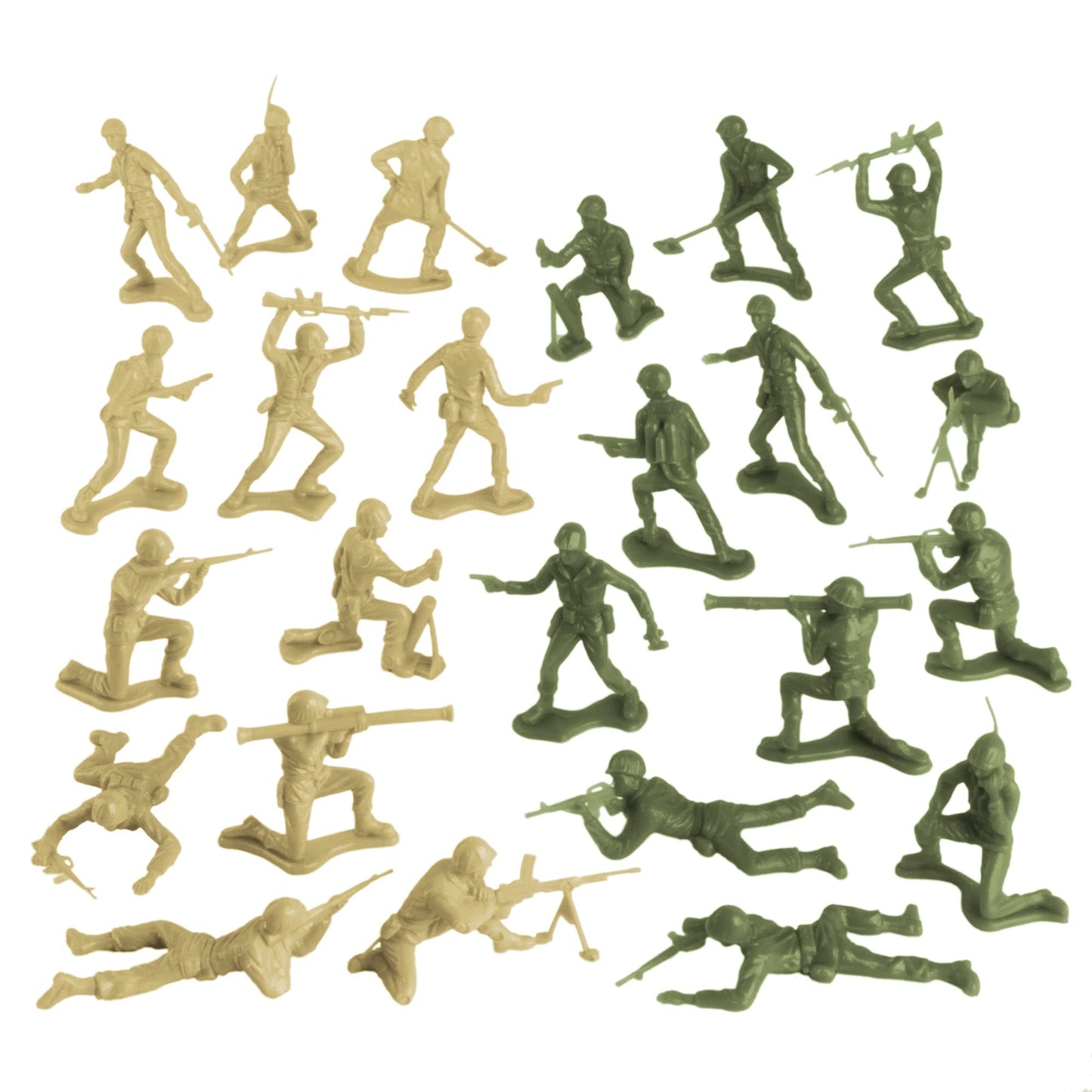 TimMee Plastic Army Men - OD Green vs Tan 100pc Toy Soldier Figures Made in USA
