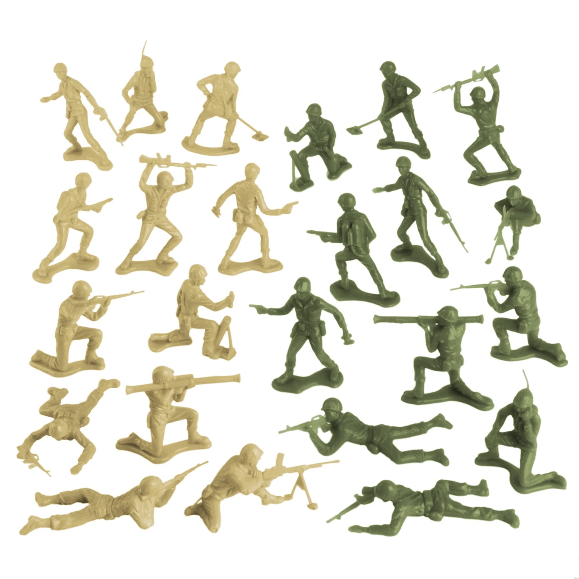 TimMee Plastic Army Men - OD Green vs Tan 100pc Toy Soldier Figures Made in USA