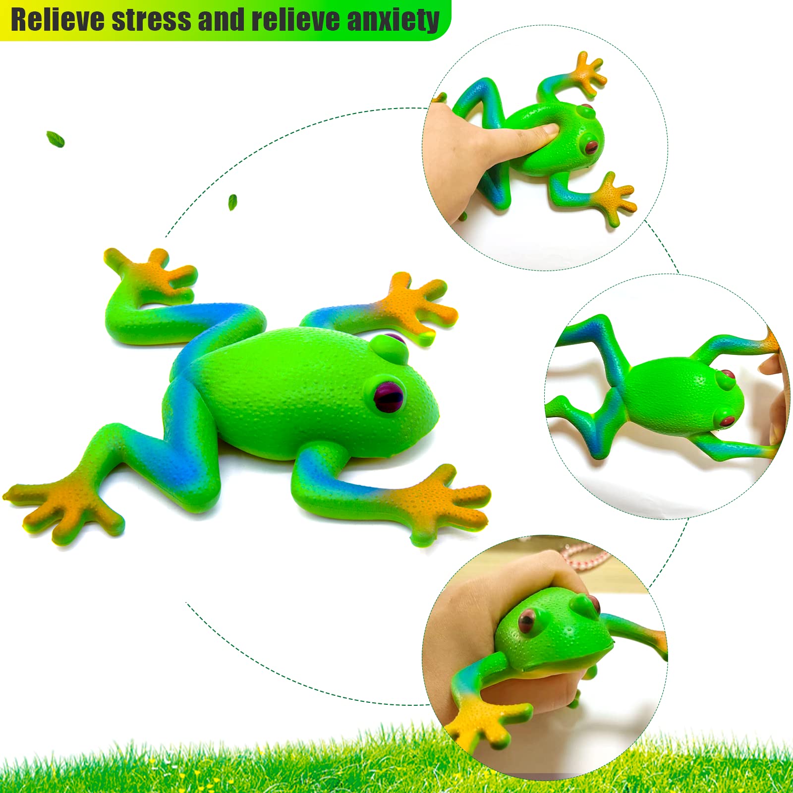 KIBBEH 2 Piece Frog Filling Set, Realistic Frog Simulation Frog Animal Model Soft Elastic Party TPR Tree Frog Sensory