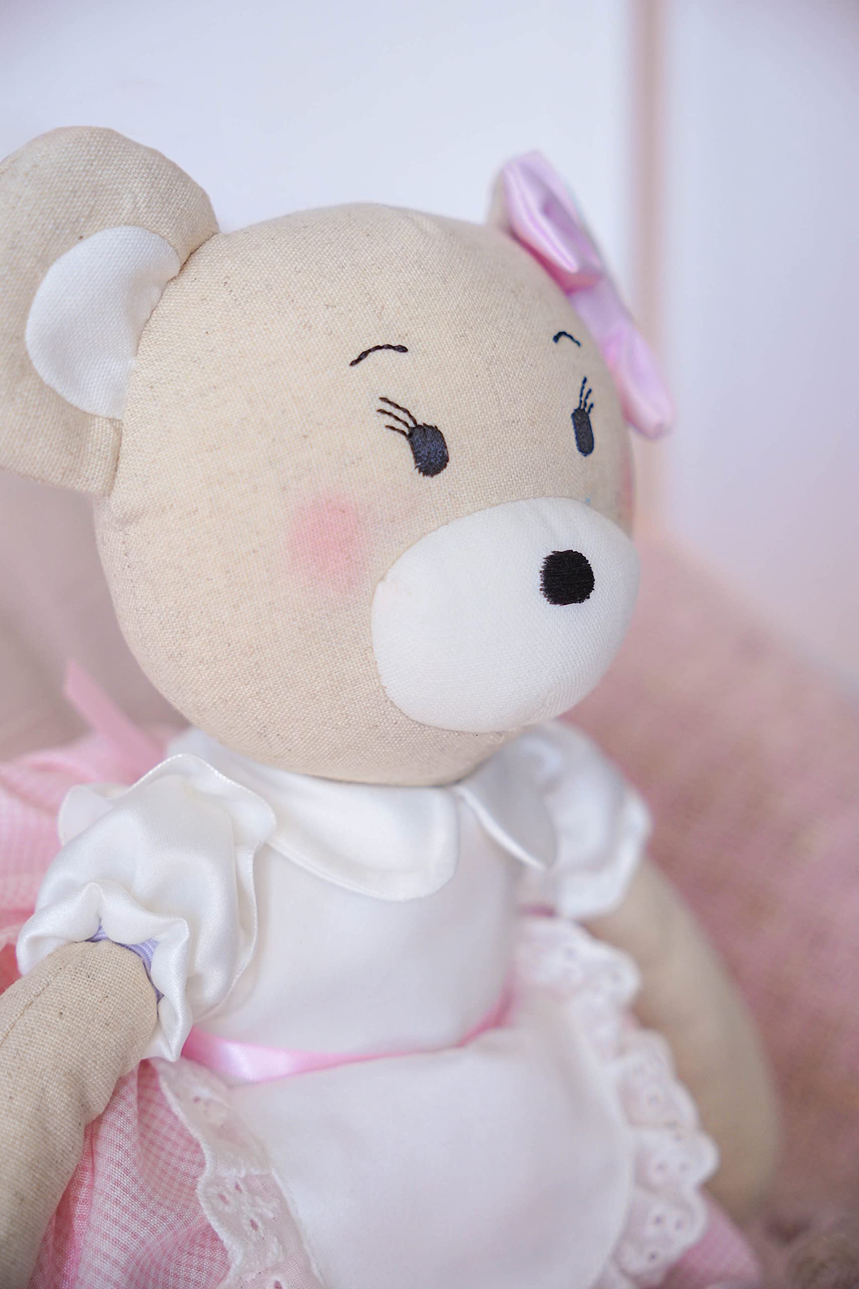 Inspired by Jewel Clover the Bear - Premium Plush Teddy (19”) | Gift-Ready Stuffed Animal with Tulle Skirt & Bow | Handmade Keepsake Doll for Kids