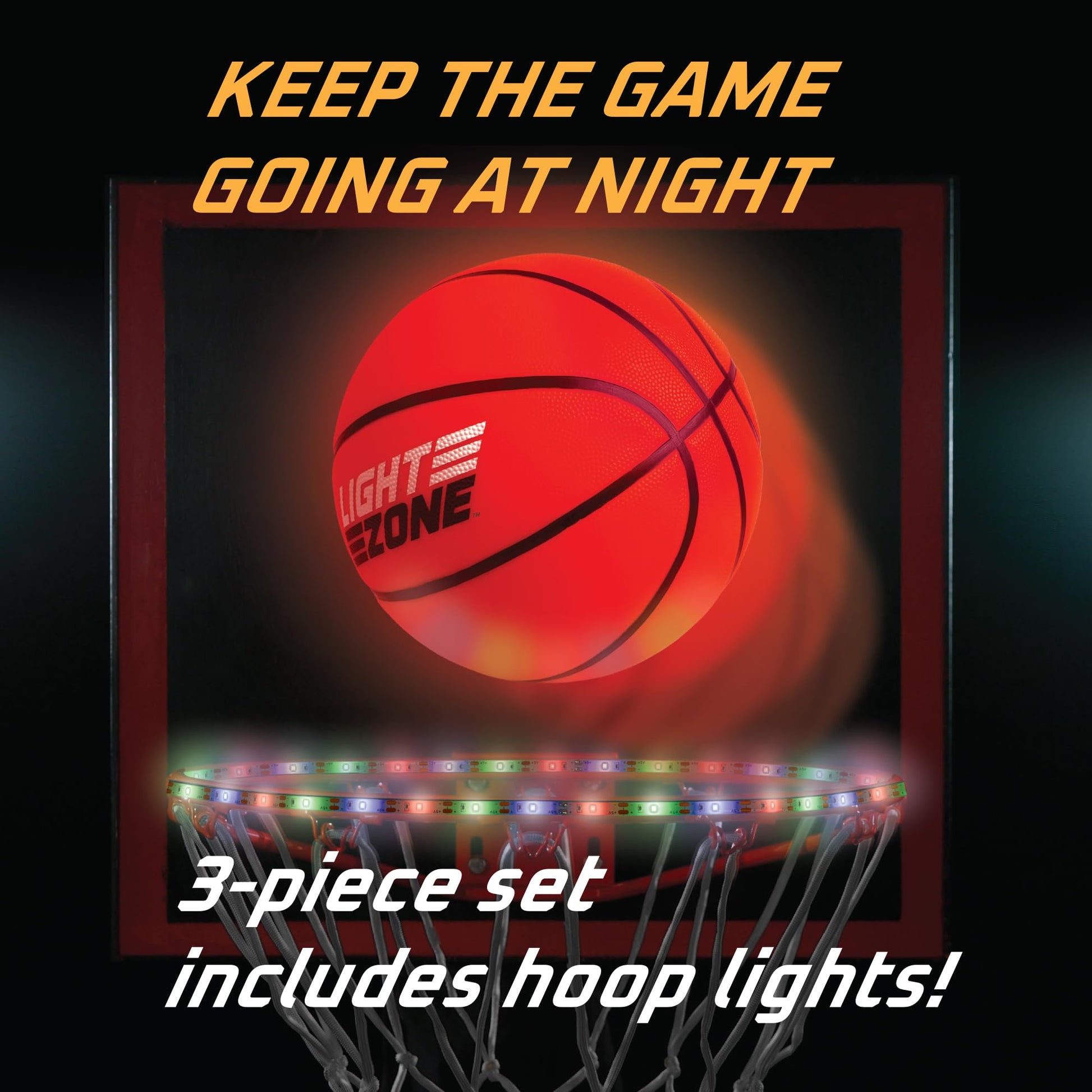 MindWare Glow Basketball Court Set with Bonus Solar-Powered Hoop Lights - Ages 5 and Up