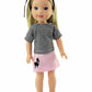 American Fashion World Light Pink 50`s Inspired Poodle Outfit for 14-Inch Dolls | 4 Piece Set | Premium Quality & Trendy Design | Dolls Clothes |