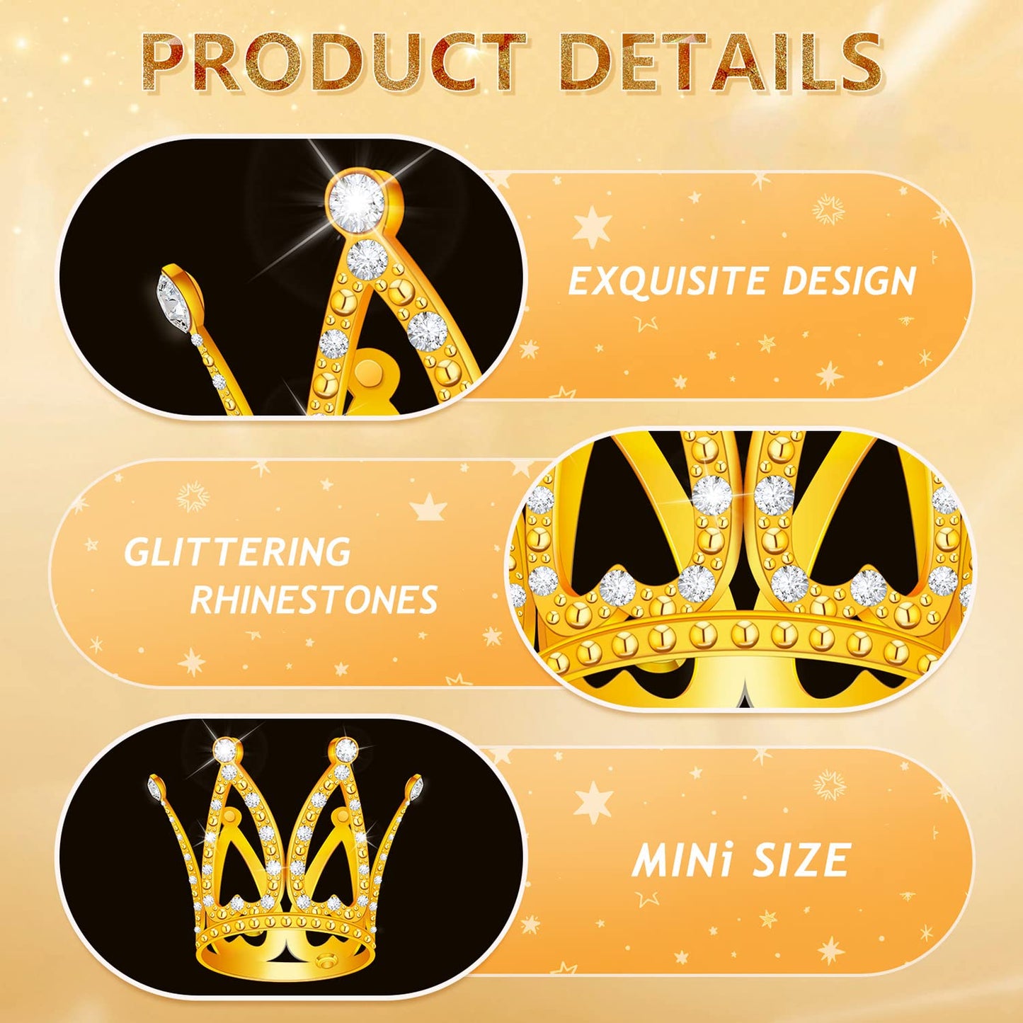 18 Pcs Mini Crown Cake Topper, Tiara Birthday Cake Toppers