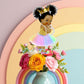 Rainbow Princess African American Centerpieces Table Decoration, Diaper Toppers Unicorn Princess Table Party Decoration