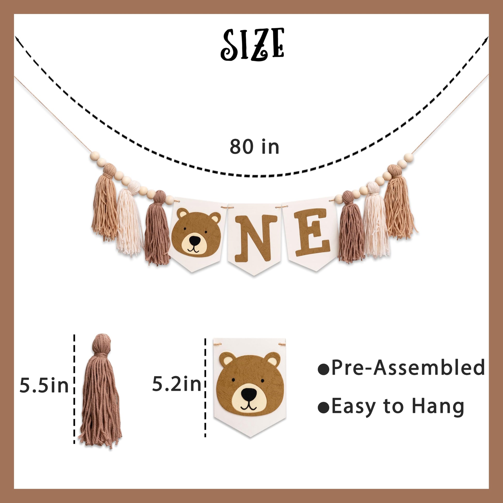 CIEQR Bear Highchair Banner 1st Birthday