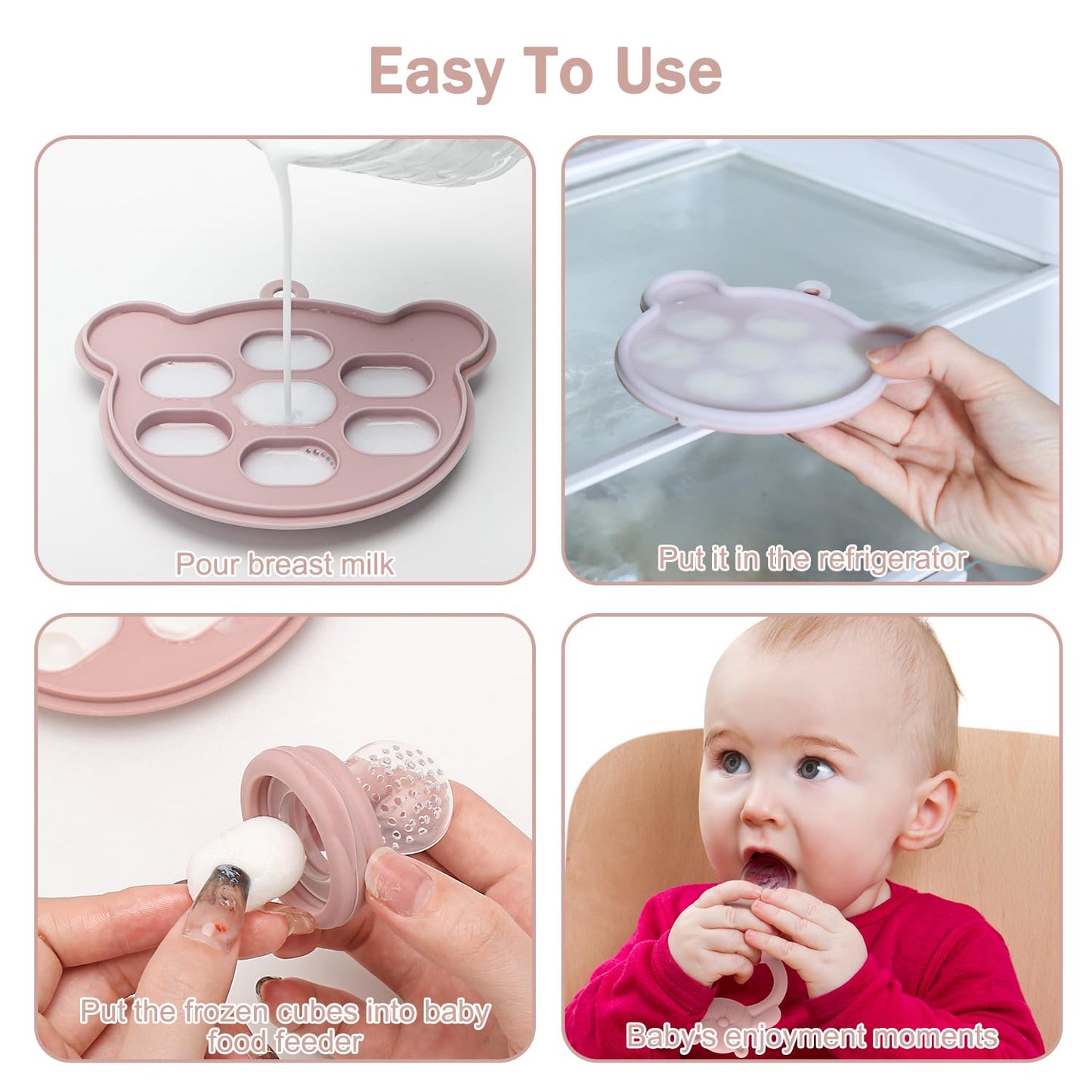 MISSLILI Baby Silicone Fruit Food Feeder Pacifier & Breastmilk Popsicle Freezer Molds,BPA Free Baby Food Storage Containers Frozen Ice Tray for Baby