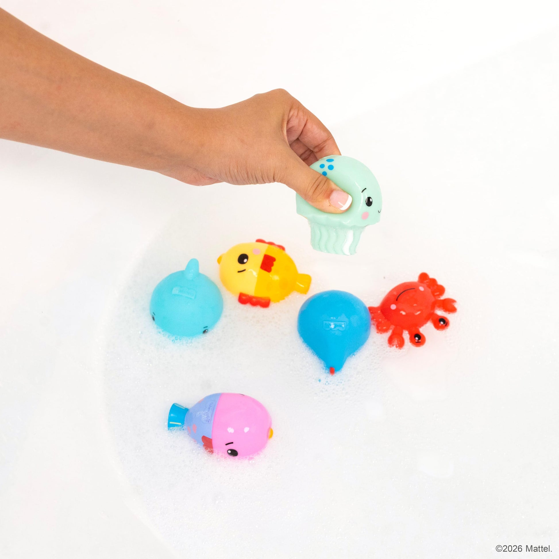 Fisher-Price™ Ocean Pal Floats Bath Toys, 6-Piece Floating Ocean Animal Bath Toy Set for Babies & Toddlers 6M+, No Water Trapping Design