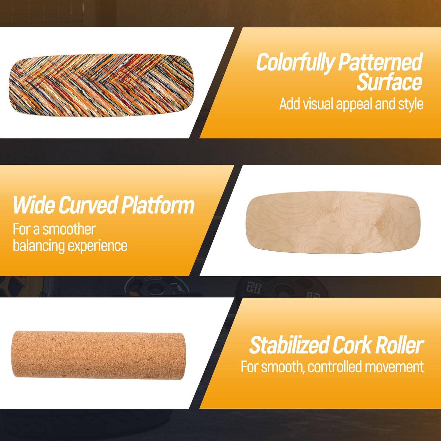 FANTASK Balance Board with 10 mm Cork Roll, Balancing Board Made of Birch Wood, FSC-Certified, 14 mm Balance Trainer, Maximum Load 100 kg, Wobble