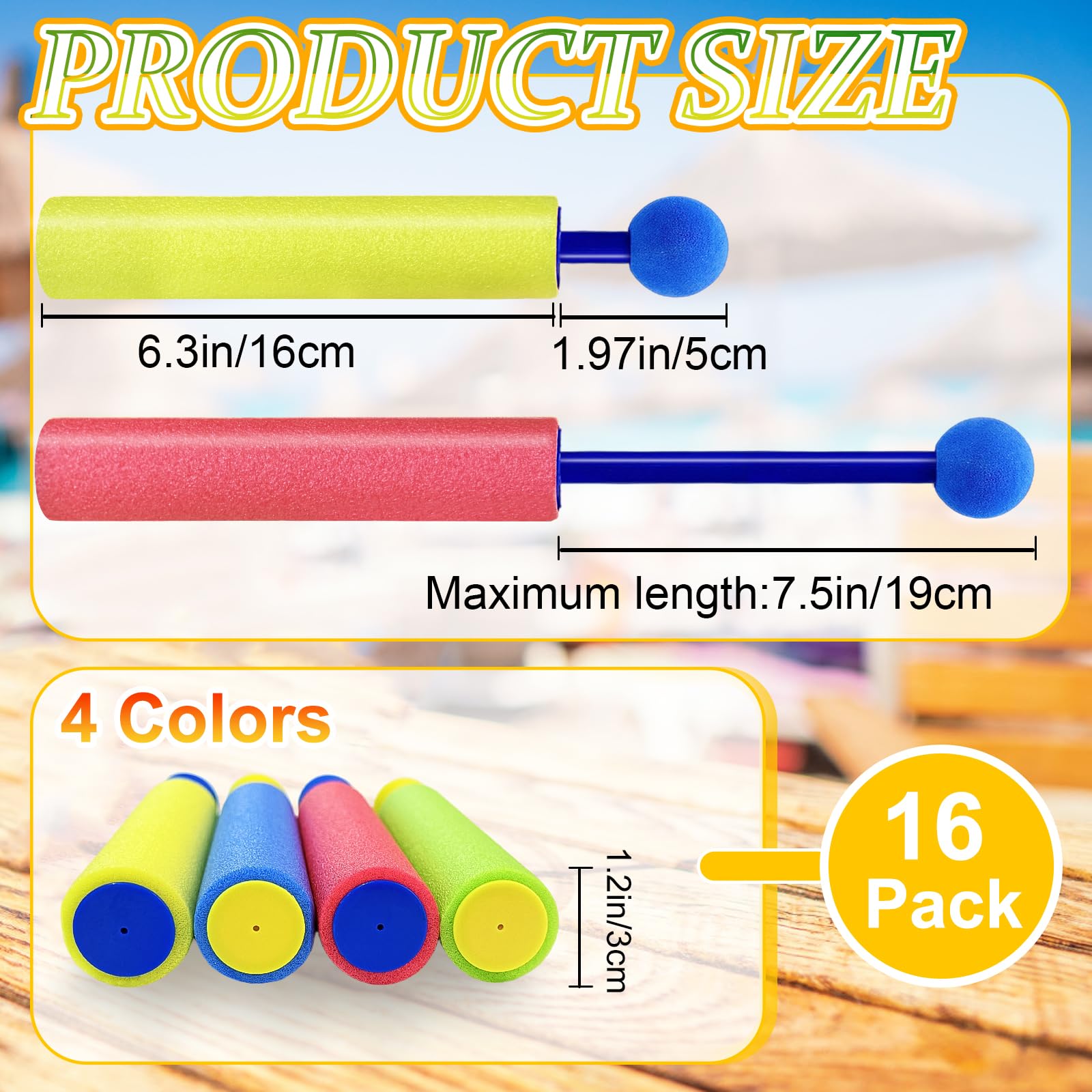 16 Pack Water Guns for Kids, Foam Water Blaster Soaker Squirt Guns for Kids & Adults, Summer Outdoor Pool Beach Toys, Party Favors, Family Games