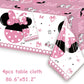 XXDecor 4 Pcs Pink Cartoon Table Cloths - Happy Birthday Disposable Plastic Rectangular Tablecovers for Baby Shower Girls 1st 2nd 3rd 4th 5th 6th