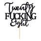 Unoggsor Twenty Fucking Eight Cake Topper - Happy 28th Birthday Cake Decor - Cheers to 28 Years Birthday Party Decorations Supplies, Black Glitter