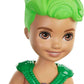 Barbie Dreamtopia Chelsea Merboy Doll with Green Hair & Tail, Accessory, Small Doll Bends at Waist