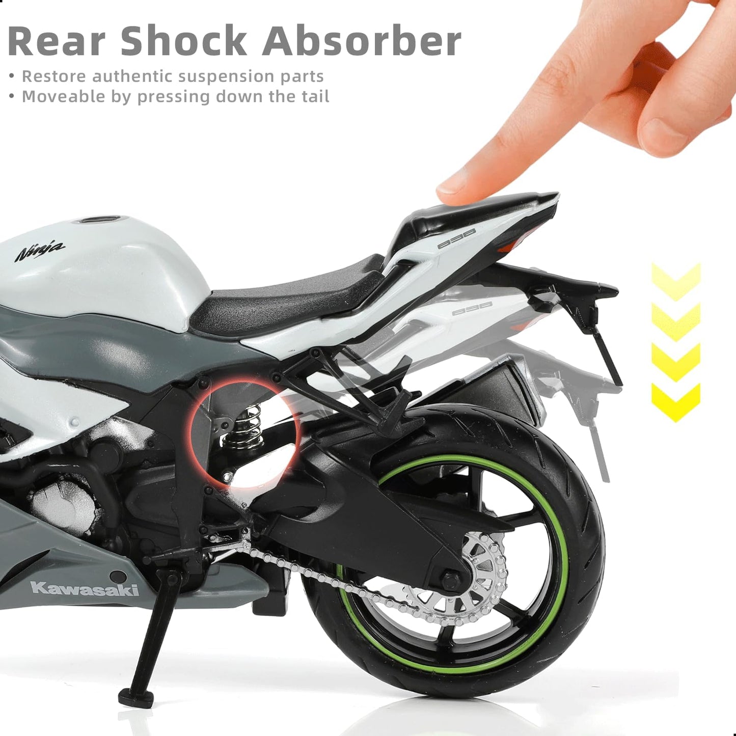 Risopen 1:12 Motorcycle Model Toy for Kawasaki Ninja ZX-6R Metal Die-cast with Plastic Motorcycle Model No Assembly Required Mini Finished Moto Gift