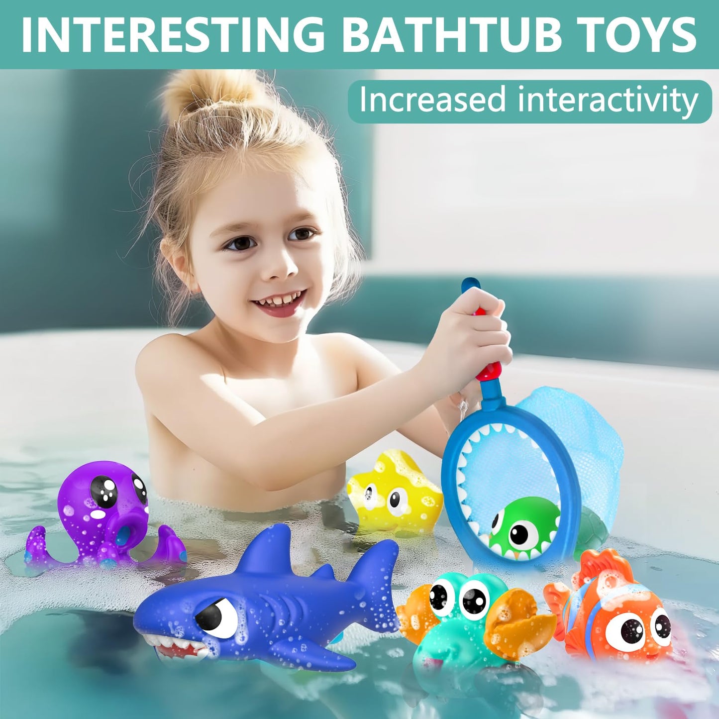 GZHFMUS No Hole Mold Free Baby Bath Toys for Kids Ages 1-3,Water Toys for Babies and Toddlers,Ocean Animal Bath Toys for Bathtub,Shower,Beach