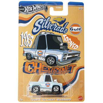 Hot Wheels '83 Chevy Silverado, Silver Series, Toon'd Series 3/5, 1:64 Scale Diecast