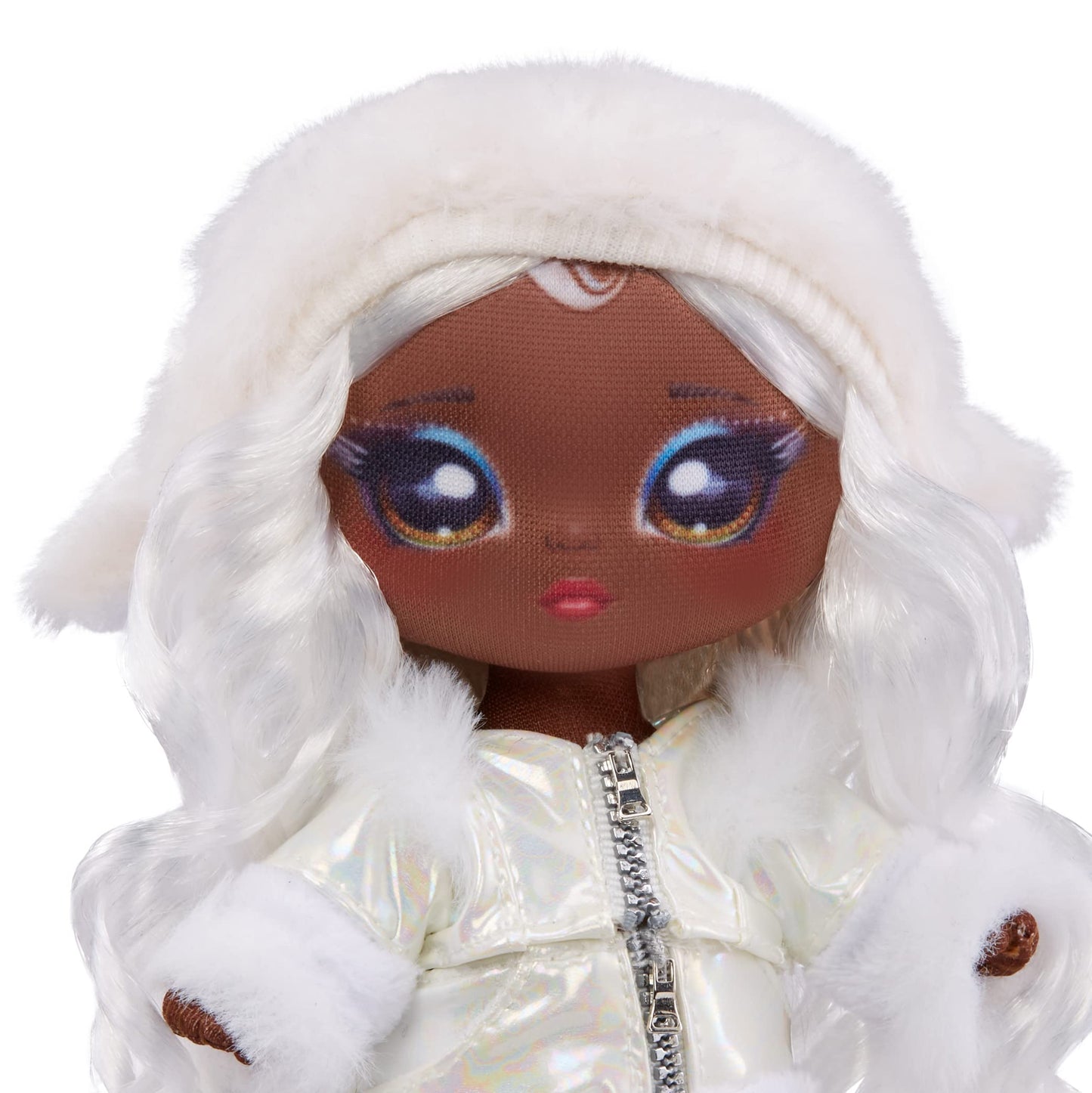 Na! Surprise 119357EUC Cozy Series - Evie Von HOO Soft Model Doll Inspired by a Snow Owl, with White Hair, Bonnet, Outfit & Coin Purse with Carabiner