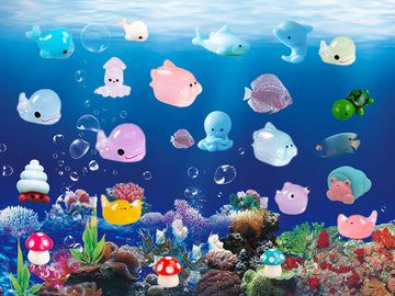 Mini Ocean Resin Animals, Aquarium Ornaments Decorations, Tiny Miniature Sea Animals Marine Miniature Animals for DIY Fish Tank/Easter Eggs/Christmas