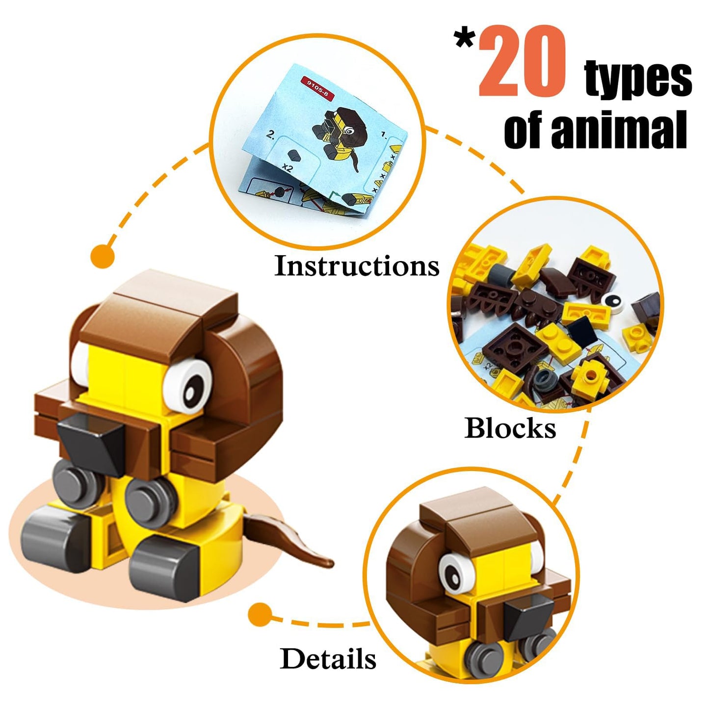 TENYEAH 20 Pack Party Favors Building Set for Adult, Mini Animals Building Block Toy, Classroom Prizes Goodie Bags Stocking Stuffer, Easter Gifts