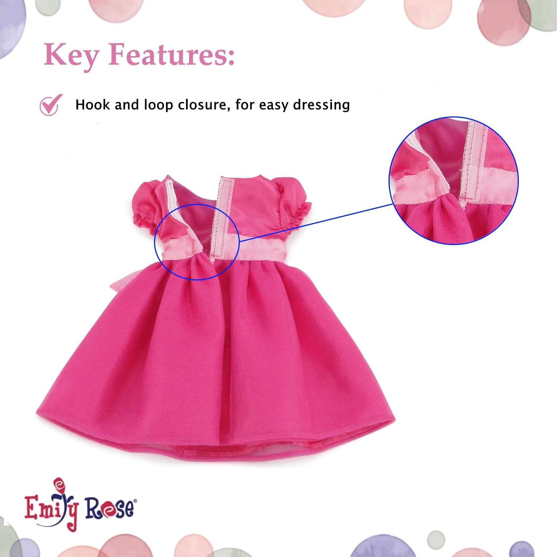 Emily Rose 14.5 Inch Doll Beautiful 14" Doll Jeweled Pink Party Dress, Includes Matching Headband Accessory | Perfect for Valentine's Day!