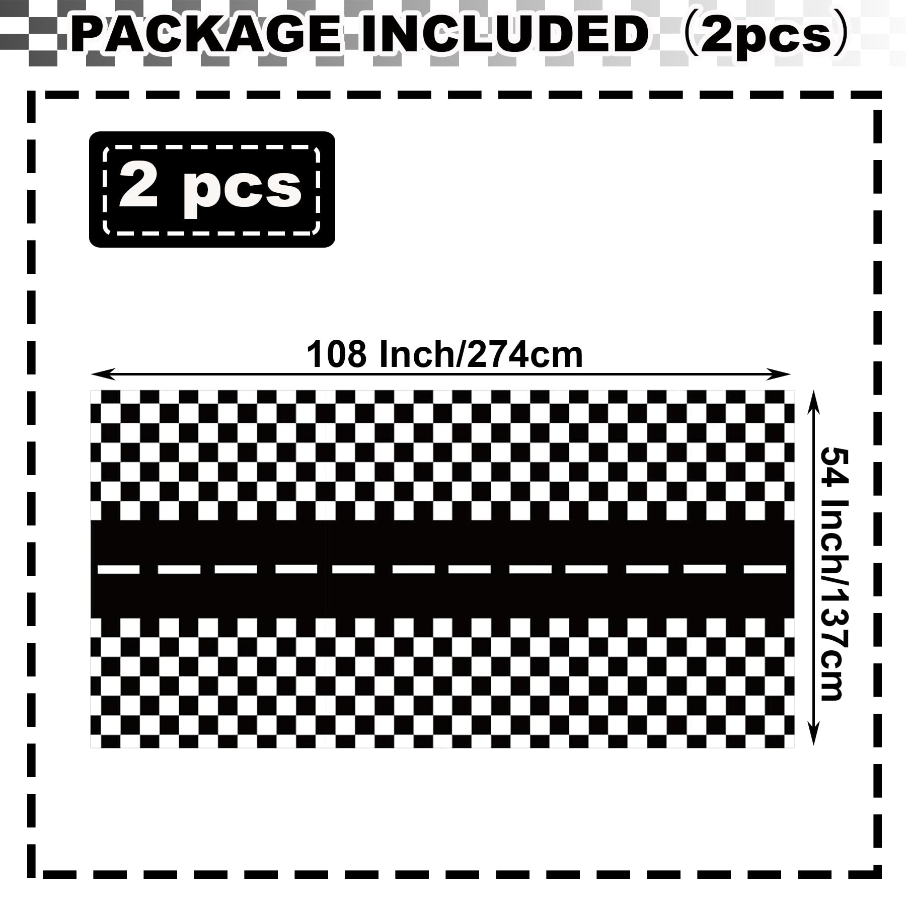 YWQIPABA Race Car Plastic Tablecloths Party Supplies,2Pcs 54 x 108 Inch Racing Checkered Flag Tablecovers for Kids Boys Two Fast Birthday,Race Car