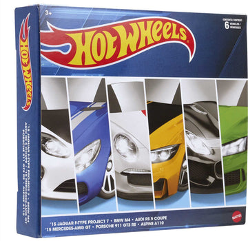Hot Wheels Themed Multipacks of 6 Toy Cars, 1:64 Scale, Authentic Decos, Popular Castings, Rolling Wheels, Gift for Kids 3 Years Old & Up & Collectors