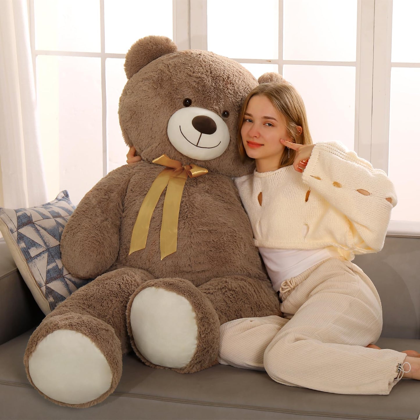 Tezituor Big Teddy Bear,52'' Giant Stuffed Animal Plush Toys for Adults Children,Girlfriend Soft Life Size Bears Plushie Gifts for Valentine
