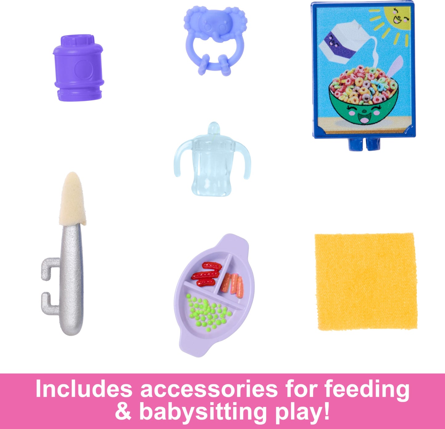 Barbie Skipper Doll & Playset with Accessories, Babysitting Set Themed to Mealtime, Color-Change Toy Play