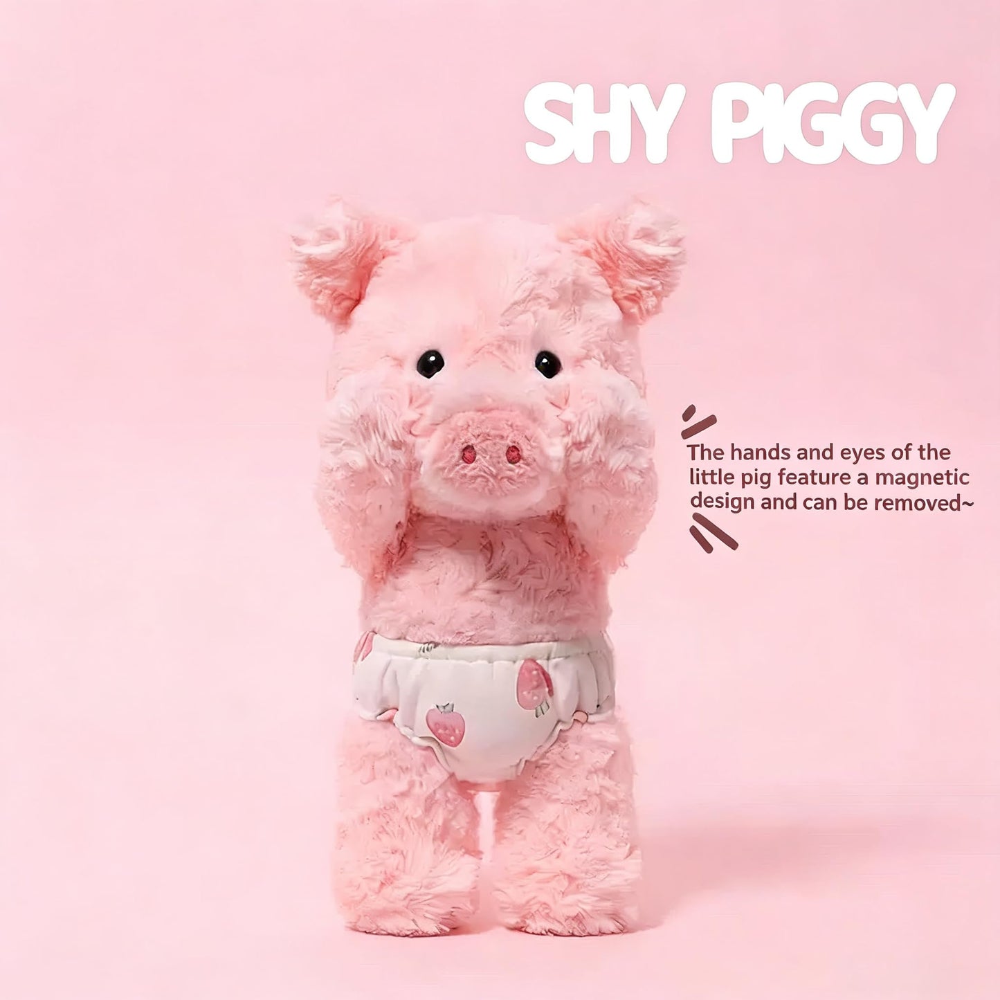 Lambasami Plush Animal Toy with Diaper, Soft Stuffed Dog Pig Fox Set, Baby Pretend Play Gift (Pig, 14.6)