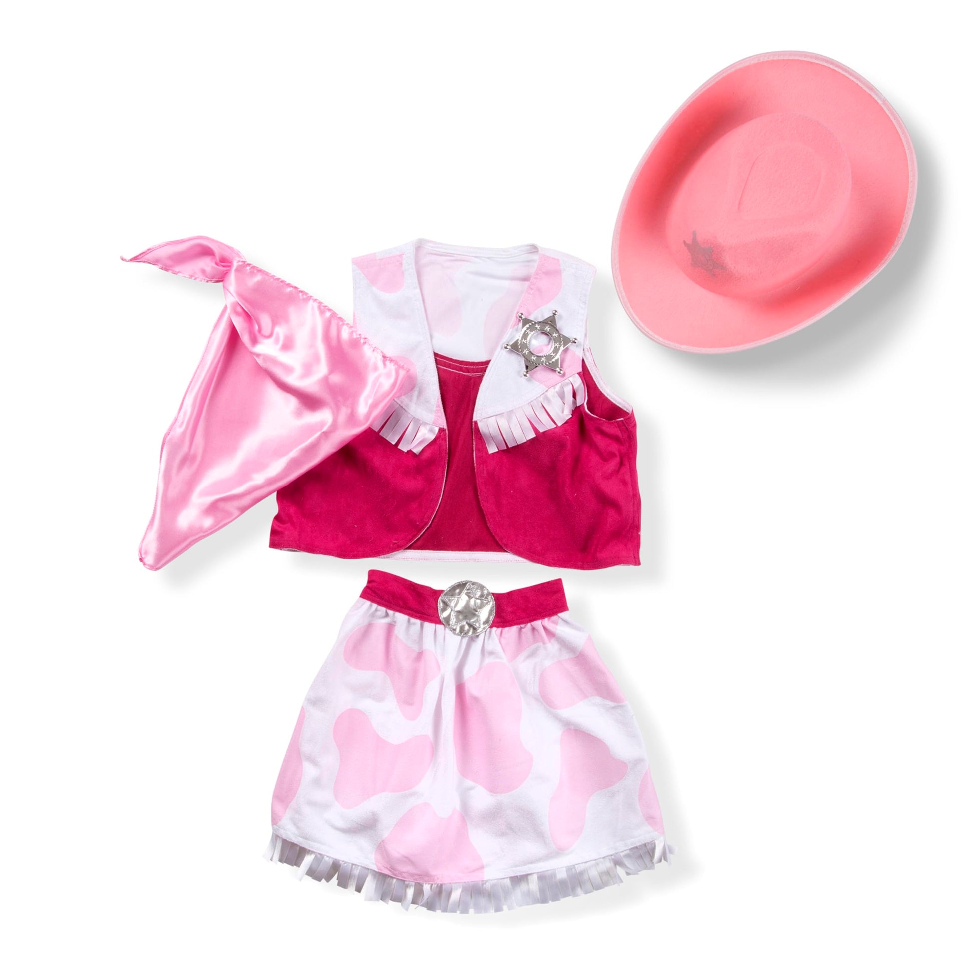 Melissa & Doug Cowgirl Role Play Costume Set (5pcs) - Skirt, Hat, Vest, Badge, Scarf