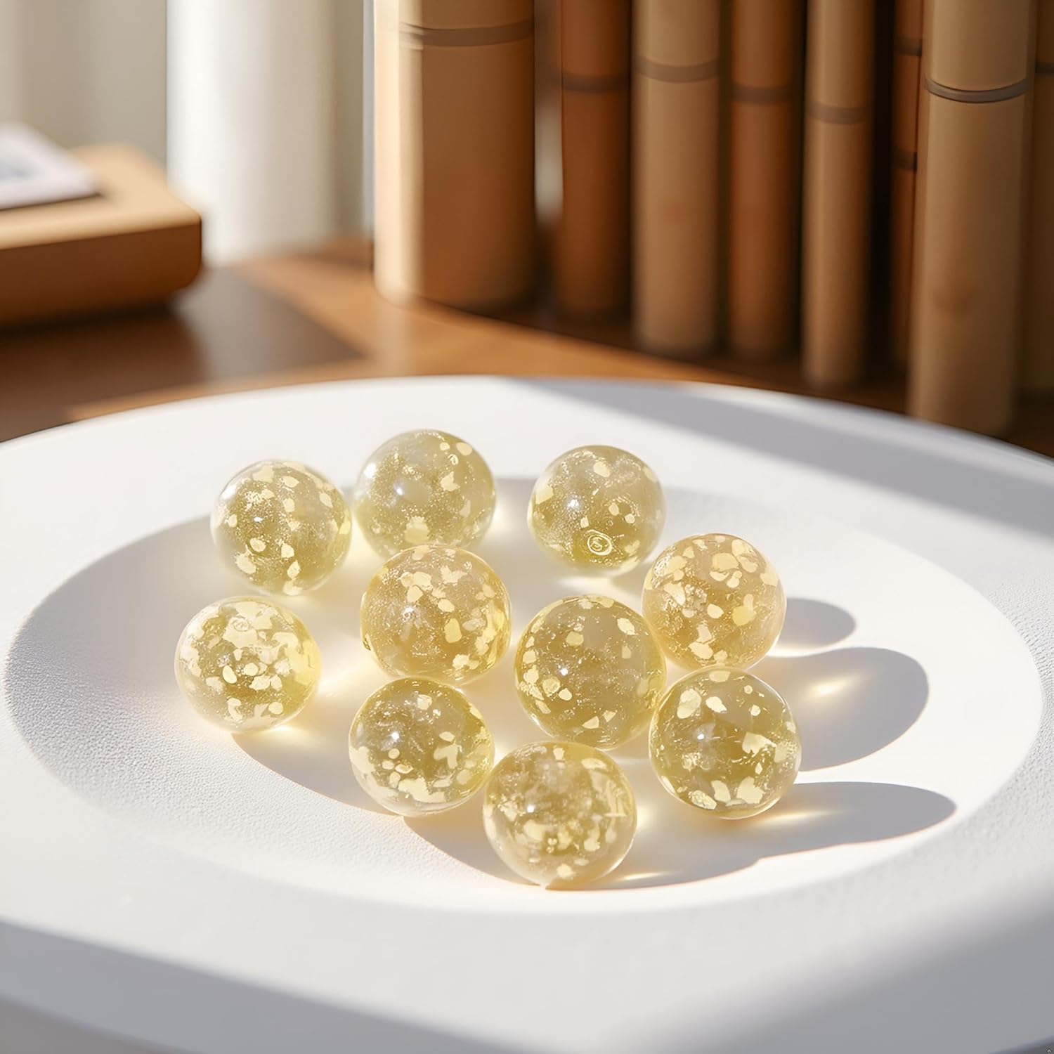 HRSDZKJ 10Pcs Gold Marbles Glow in The Dark Marbles for Glass Glass Ball Luminous Ball Runs for Marble Games DIY and Home Decoration Dice and Marble