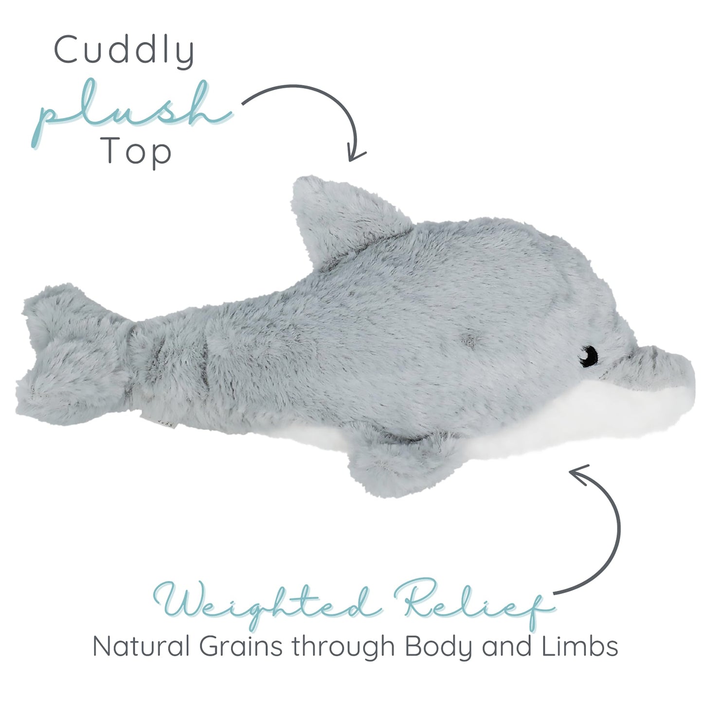 Dolphin - Microwavable & Weighted Plush Stuffed Animal - Heated Plushie for Warmth - Cute, Soft, Cozy Toy for Adults & Children (Boys, Girls