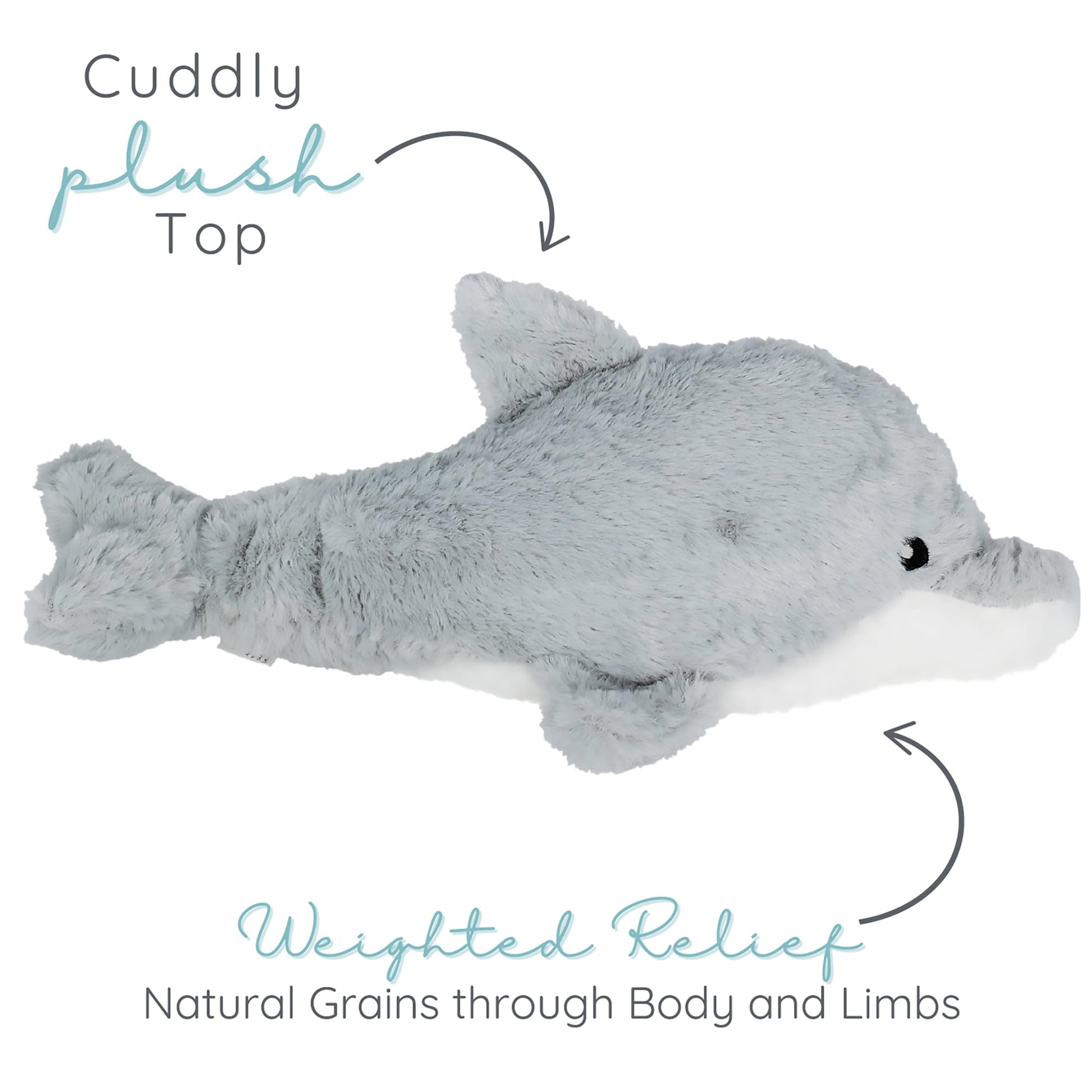 Dolphin - Microwavable & Weighted Plush Stuffed Animal - Heated Plushie for Warmth - Cute, Soft, Cozy Toy for Adults & Children (Boys, Girls