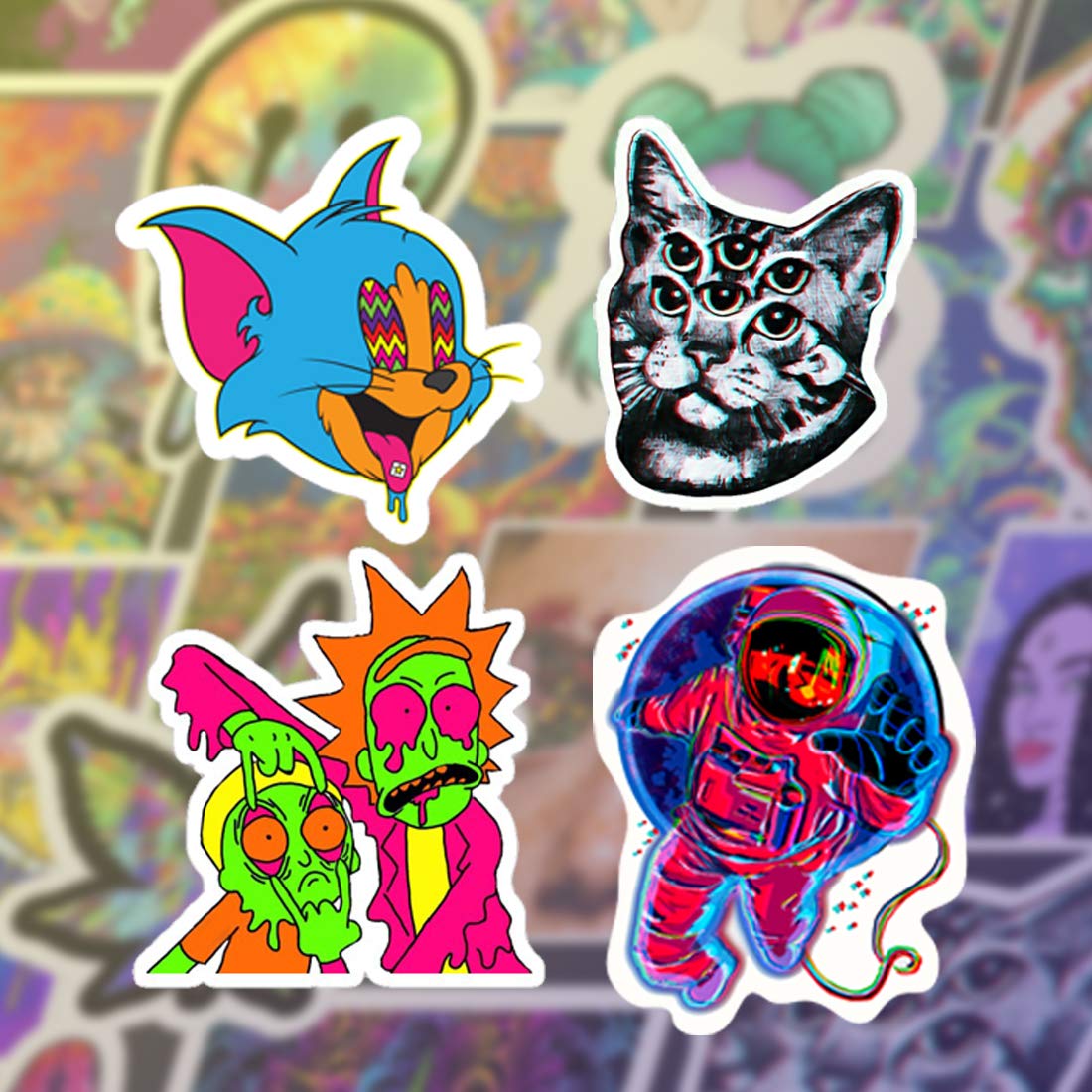 Stickers 50pcs Packs - Supreme Stoner Sticker - Cool Hippie Skater Random Thrasher Decals, Dope 90s Stikers for Helmet - Graffiti Sticker Lot 100%