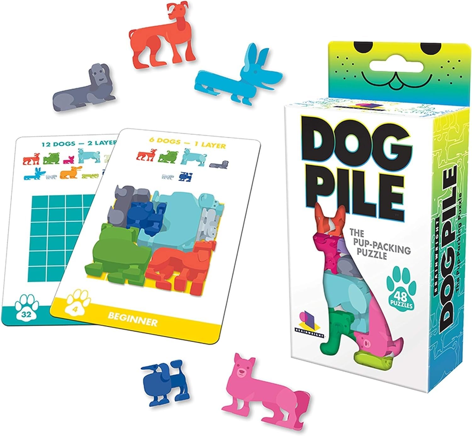 Brainwright Dog Pile The Pup Packing Puzzle Game Multi-colored, 5"