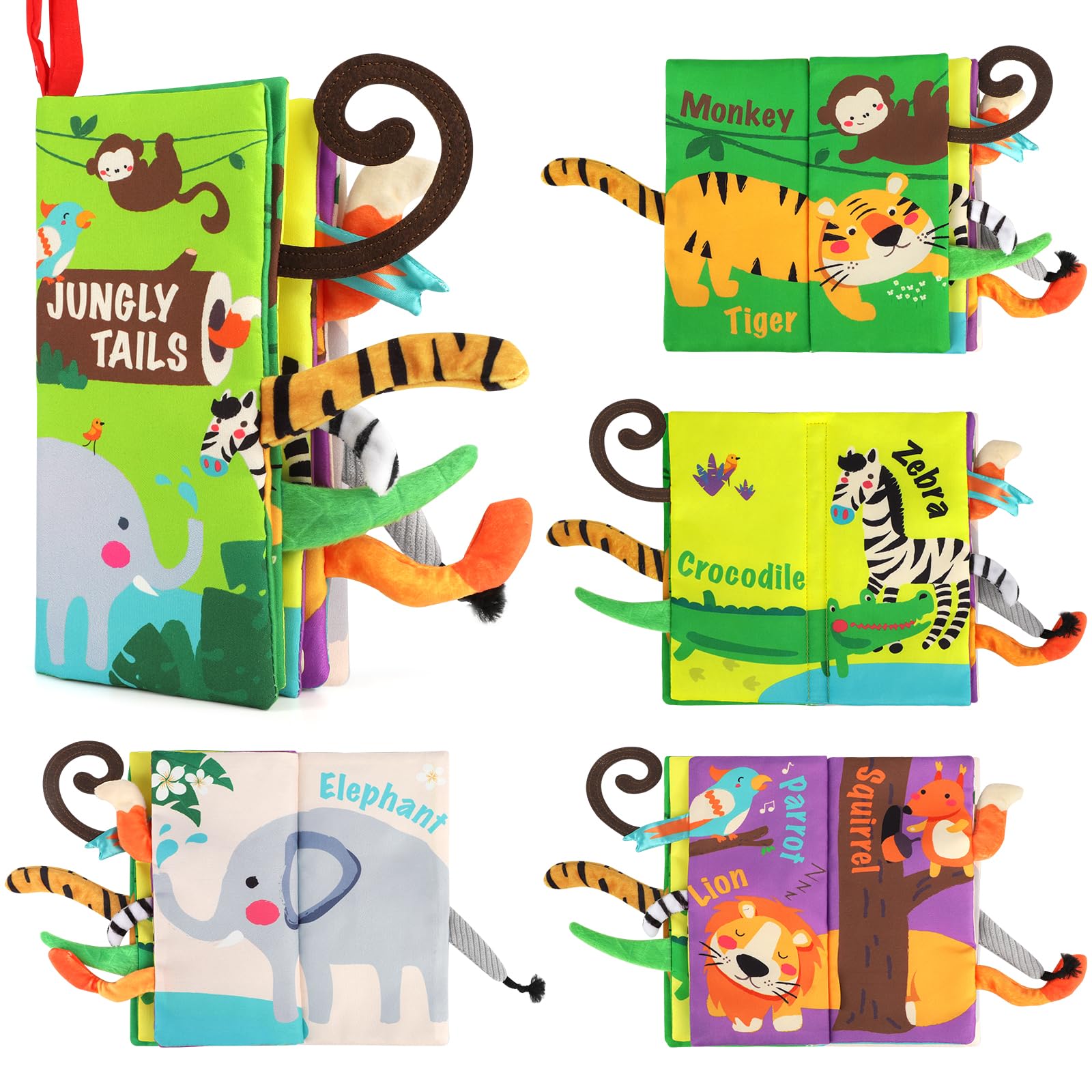 beiens Baby Books Toys, Touch and Feel Crinkle Cloth Book for Infant Baby 0-3-6-12-18 Months, Early Development Interactive Stroller Soft Toys