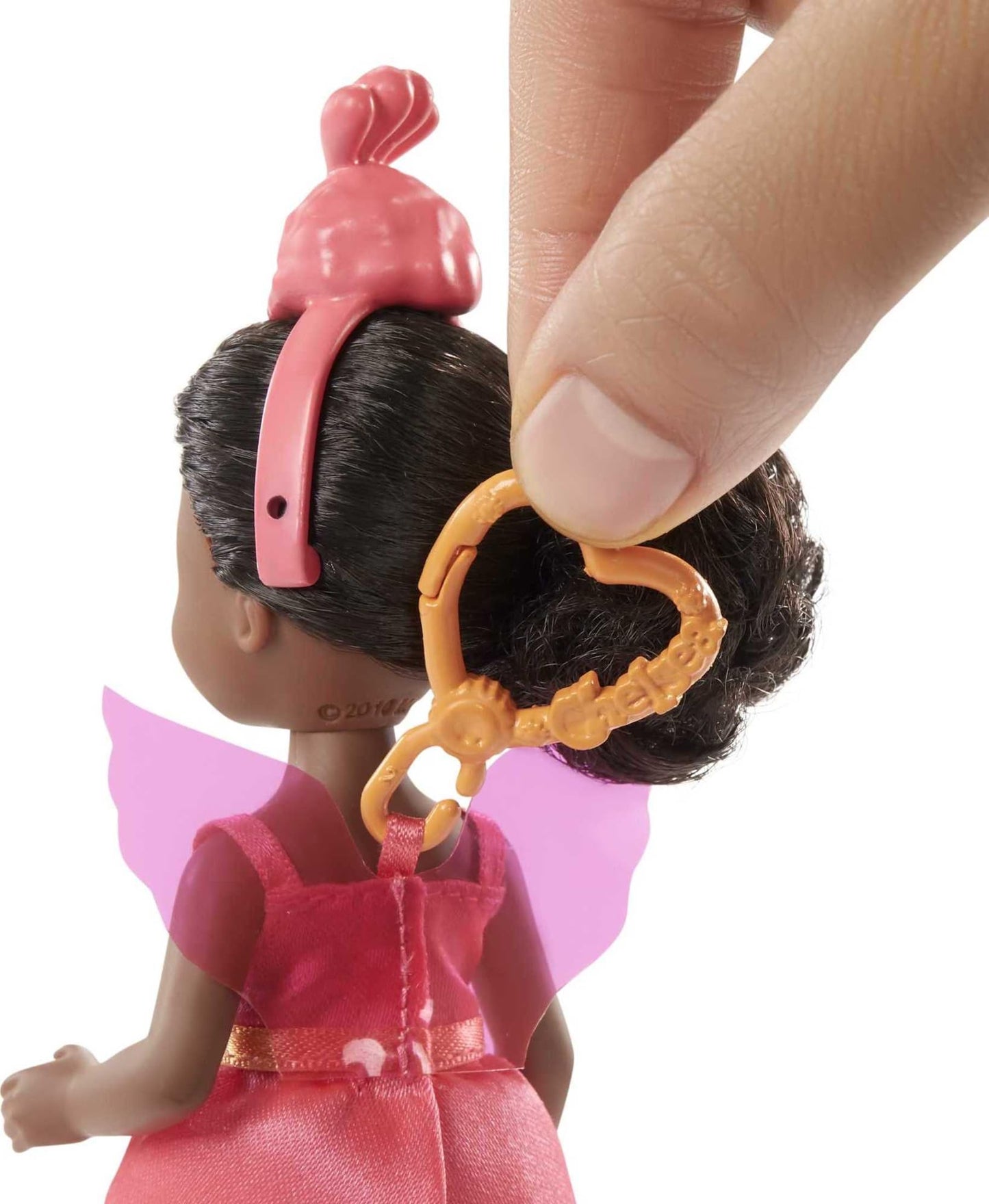 Barbie Club Chelsea Dress-Up Doll, 6-in Brunette in Flamingo Costume, with Pet Kitten and Accessories, Gift for 3 to 7 Year Olds