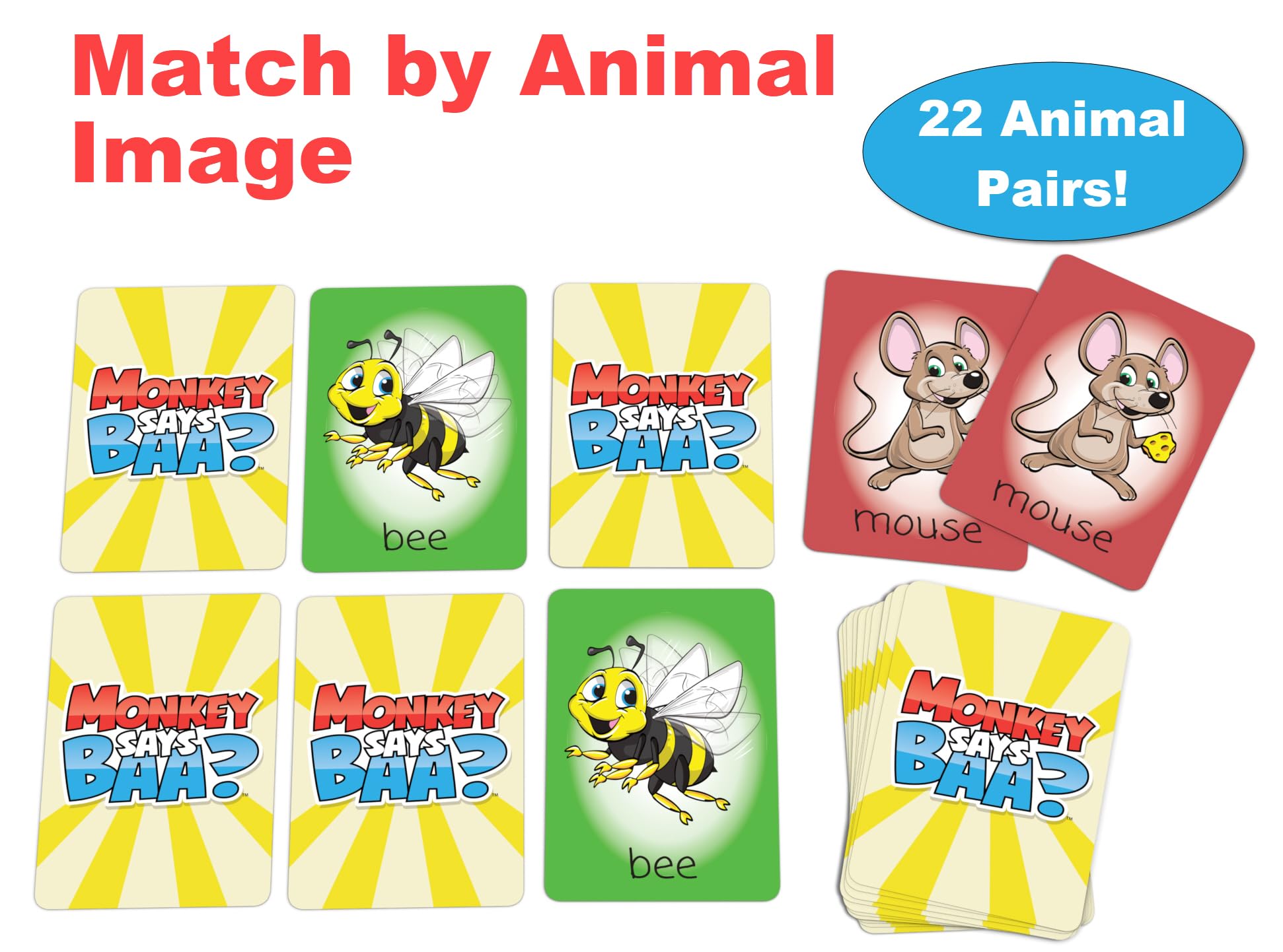 Monkey Says Baa? - Animal Matching Game for Kids Ages 4 and Up | Fun Preschool Learning Activities with Mimicked Animal Sounds & Charades for Sensory