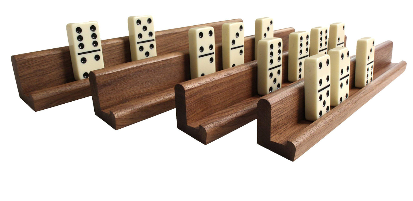 Easy-View Domino Racks for Maximum Visibility and Ease in organizing Your Hand. Solid American Black Walnut