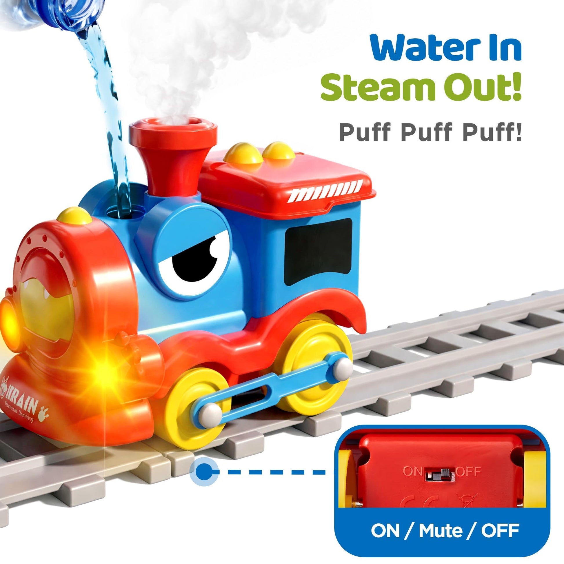 iPlay, iLearn Toddler Train Toy Set for Ages 1-3, 2-4, Kids Electronic Steam Train Tracks, Magnetic Construction Trucks, Light Sound Musical Choo Choo