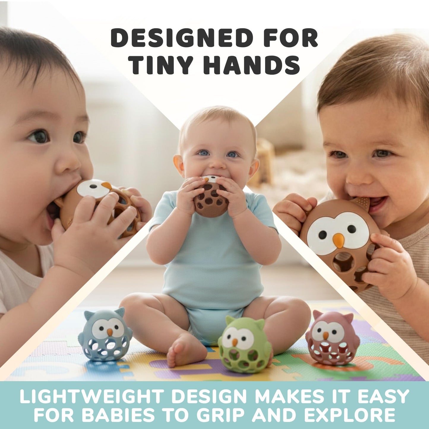 Baby’s Way Teething Toy - Owl Silicone Teether Toy for Babies 3-6 Months Toys for 6-12 Months - Baby Teething Relief, Silicone Teethers for Babies