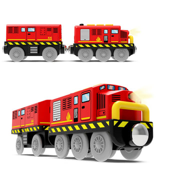 Train Toys Battery Operated Locomotive Trains for Wooden Track, Motorized Train for Toddlers with Magnetic Connection, Compatible with Thomas, Brio